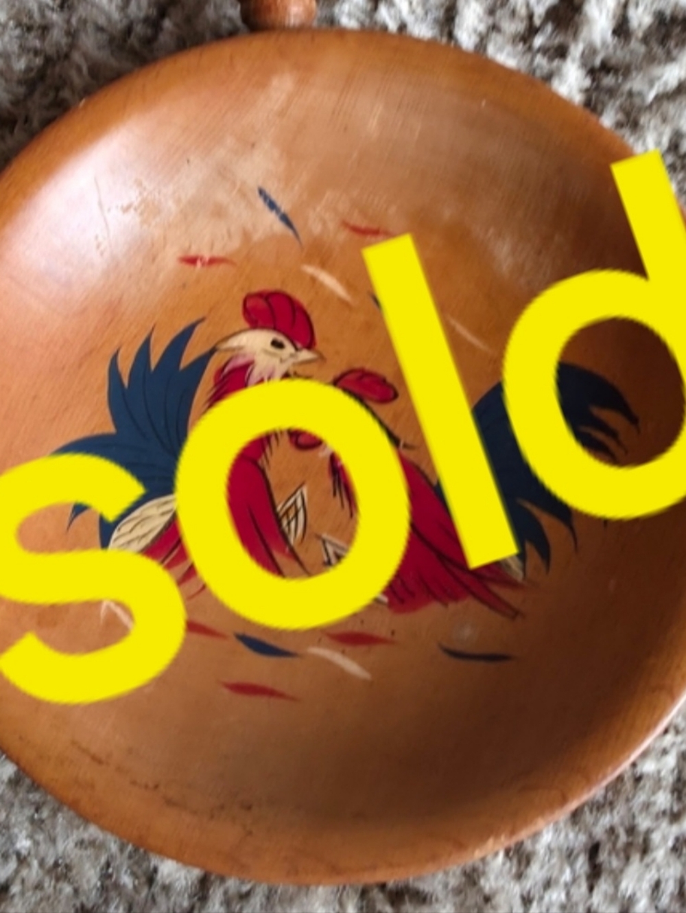 Rustic Rooster Decorative Wooden Bowl - Picture 1 of 6
